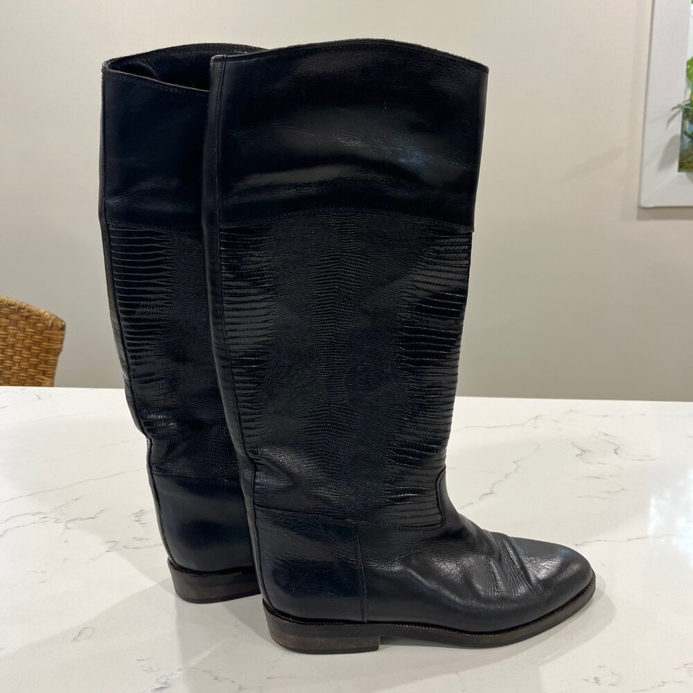 Joan & David Nero Riding Boots Vintage Black Leather Size 8.5